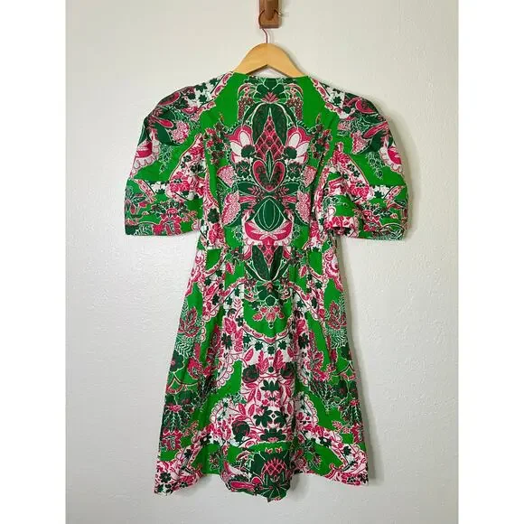 Love The Label Ramona Dress in Clementine Green Print Size XS - Picture 6 of 6